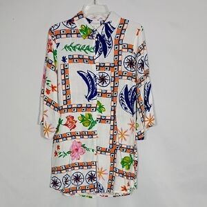 NWT Label Of Love Swim Cover Betina Linen Blend Shirt Dress Women Size Medium
